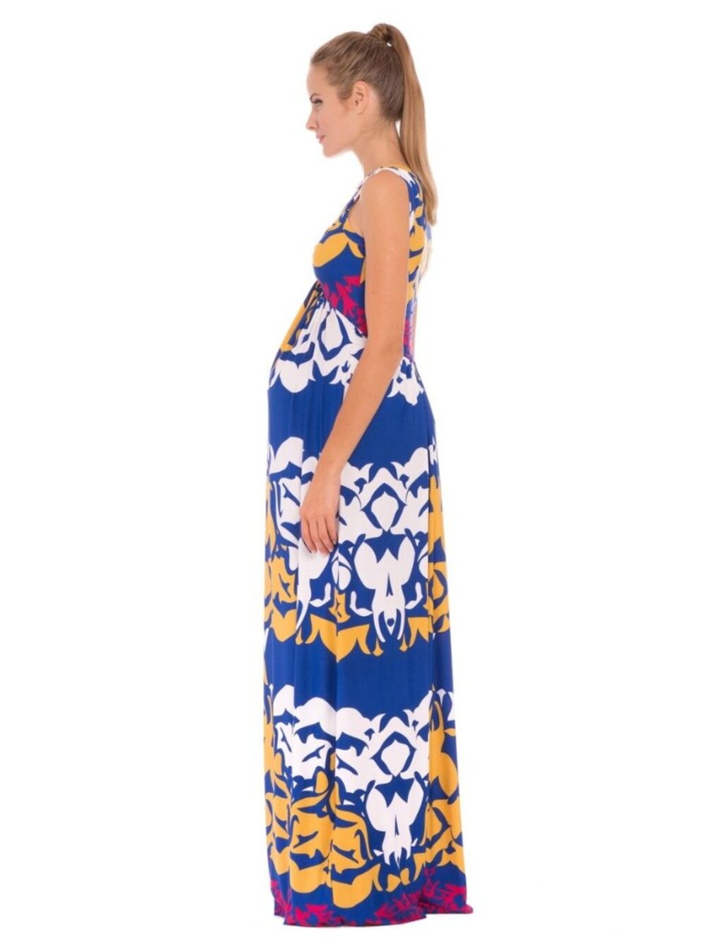 Olian Women Maxi Maternity Dress~Size L~Royal Blue Vacay Resort Outfit NWT L5 11 - Picture 3 of 13